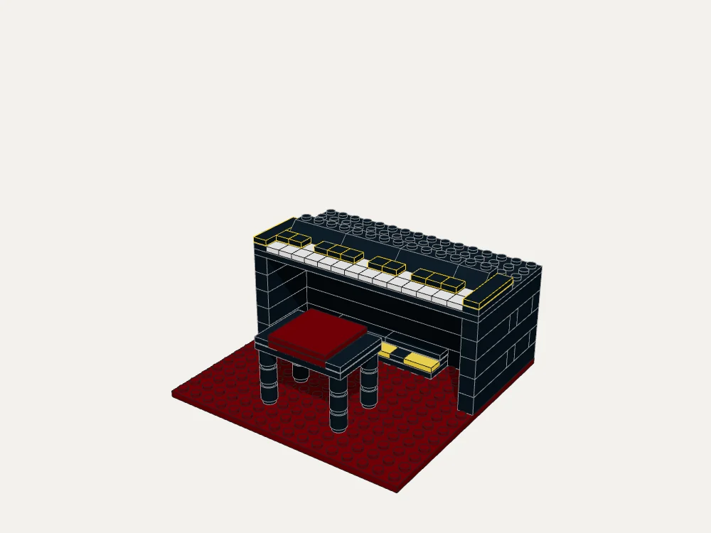 Classic Upright Piano and Stool · Step 19