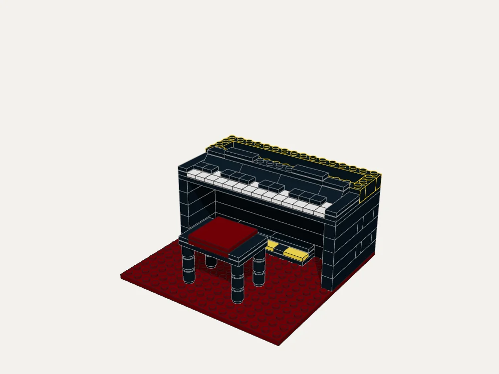 Classic Upright Piano and Stool · Step 21