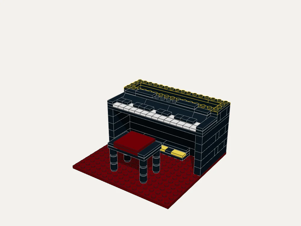 Classic Upright Piano and Stool · Step 22