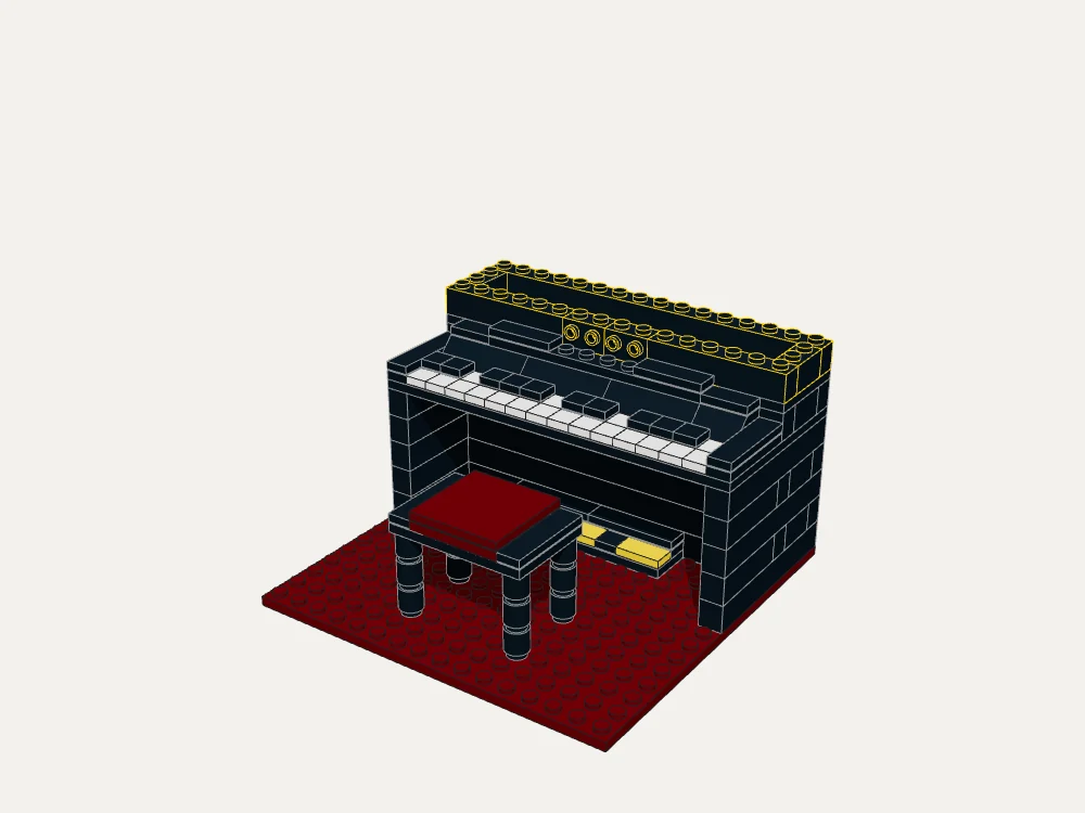 Classic Upright Piano and Stool · Step 23