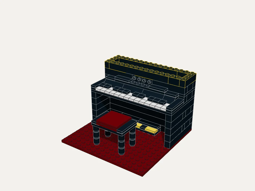 Classic Upright Piano and Stool · Step 24