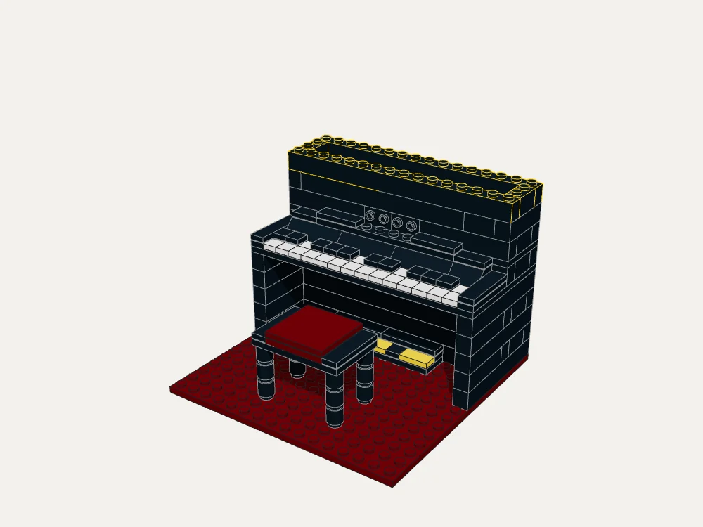 Classic Upright Piano and Stool · Step 25