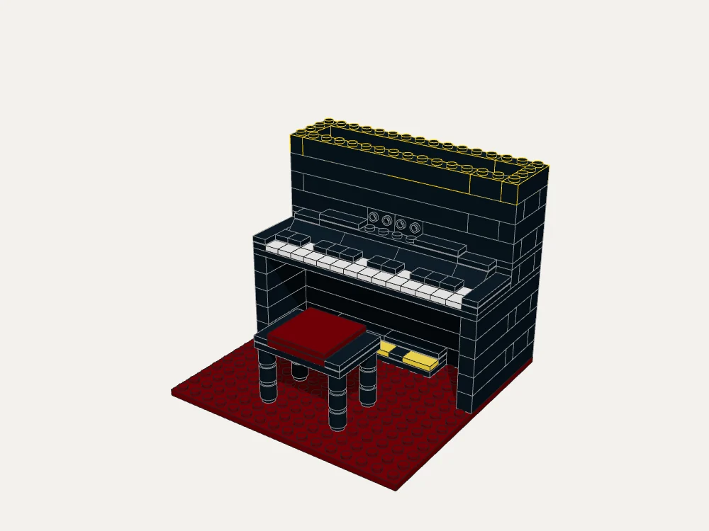 Classic Upright Piano and Stool · Step 26