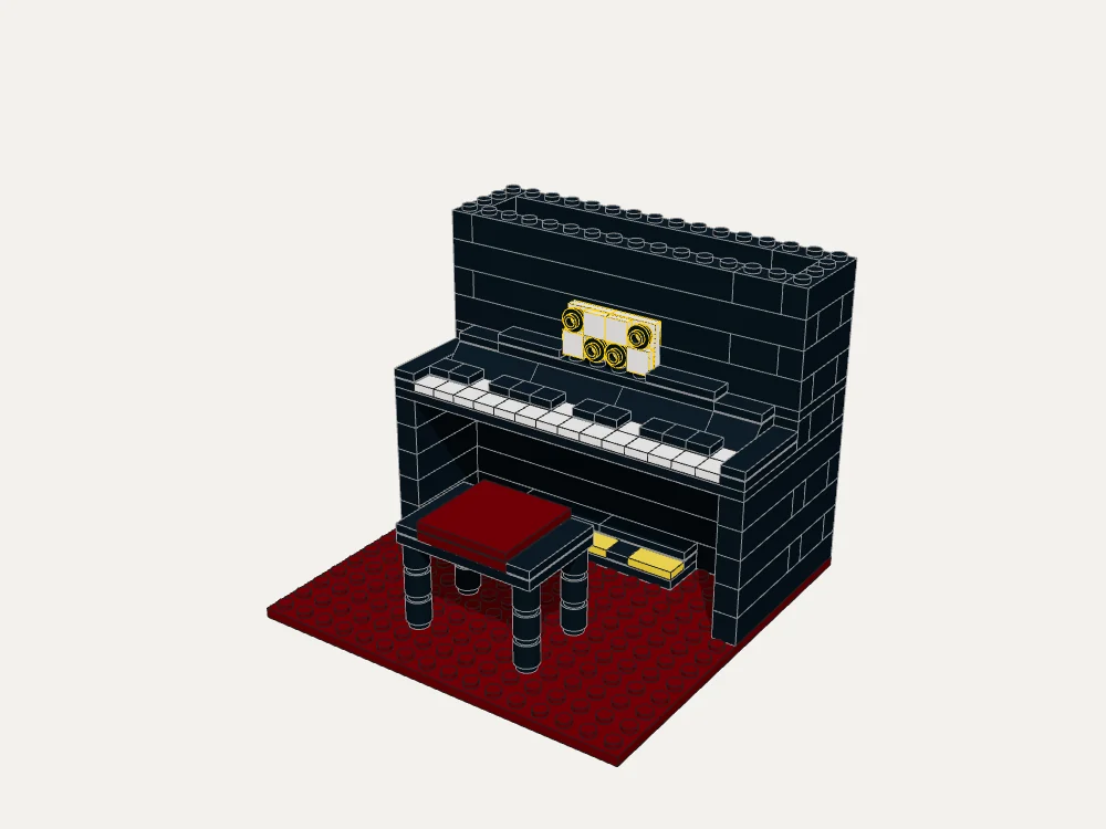 Classic Upright Piano and Stool · Step 27