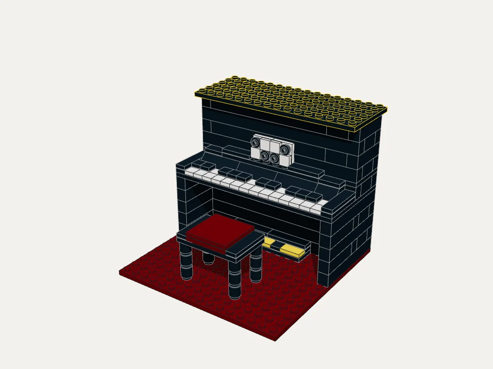 Classic Upright Piano and Stool · Step 28