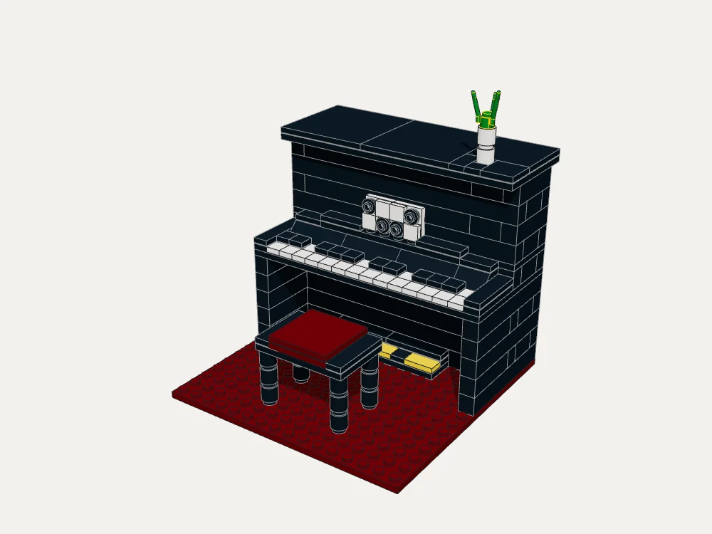 Classic Upright Piano and Stool · Step 31
