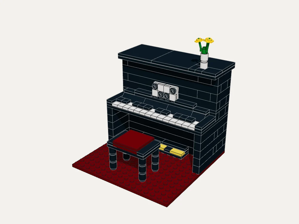 Classic Upright Piano and Stool · Step 32